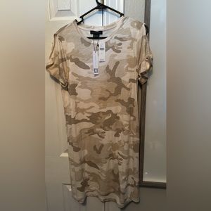 NWT Large tan camo T-shirt dress with cute sleeve details
